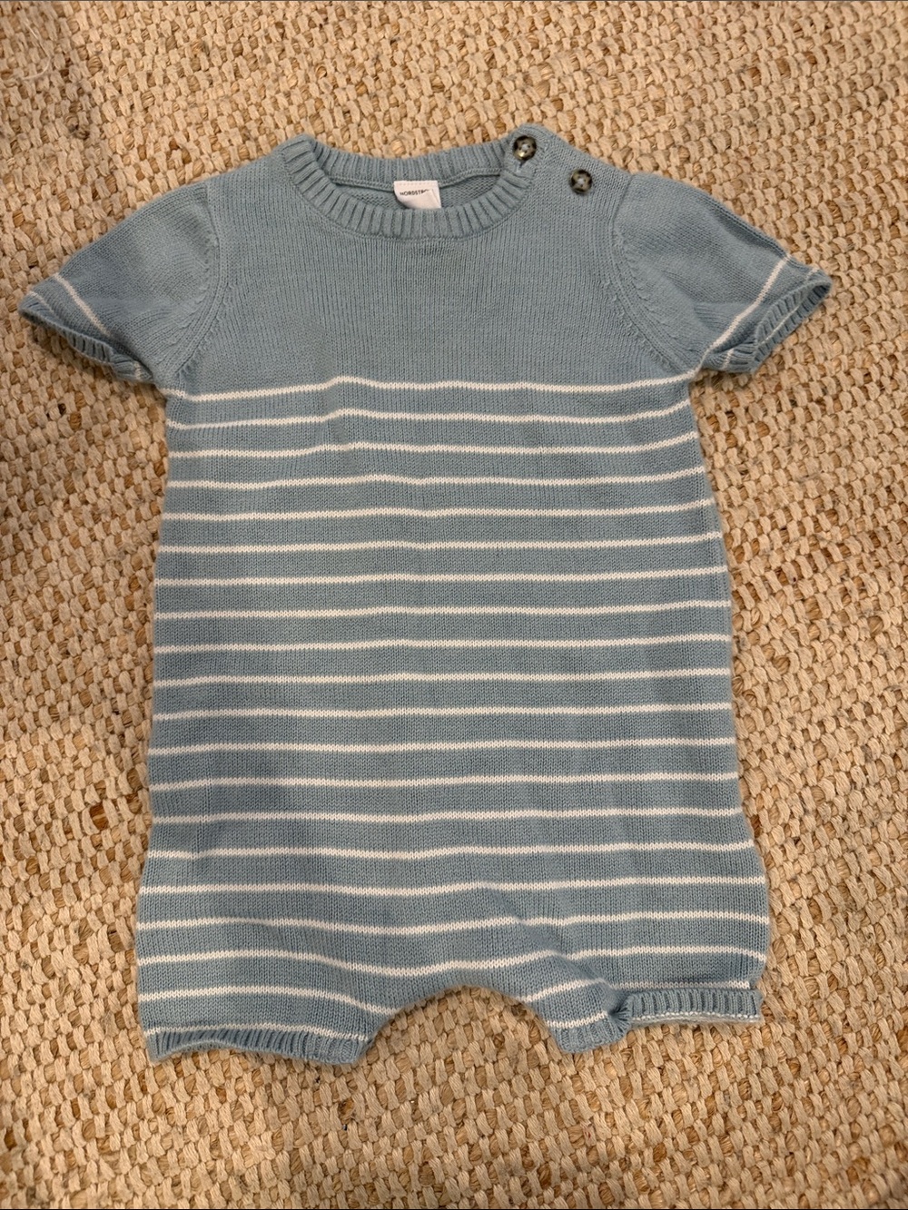 Nordstrom Light Blue and White Striped Knit Romper